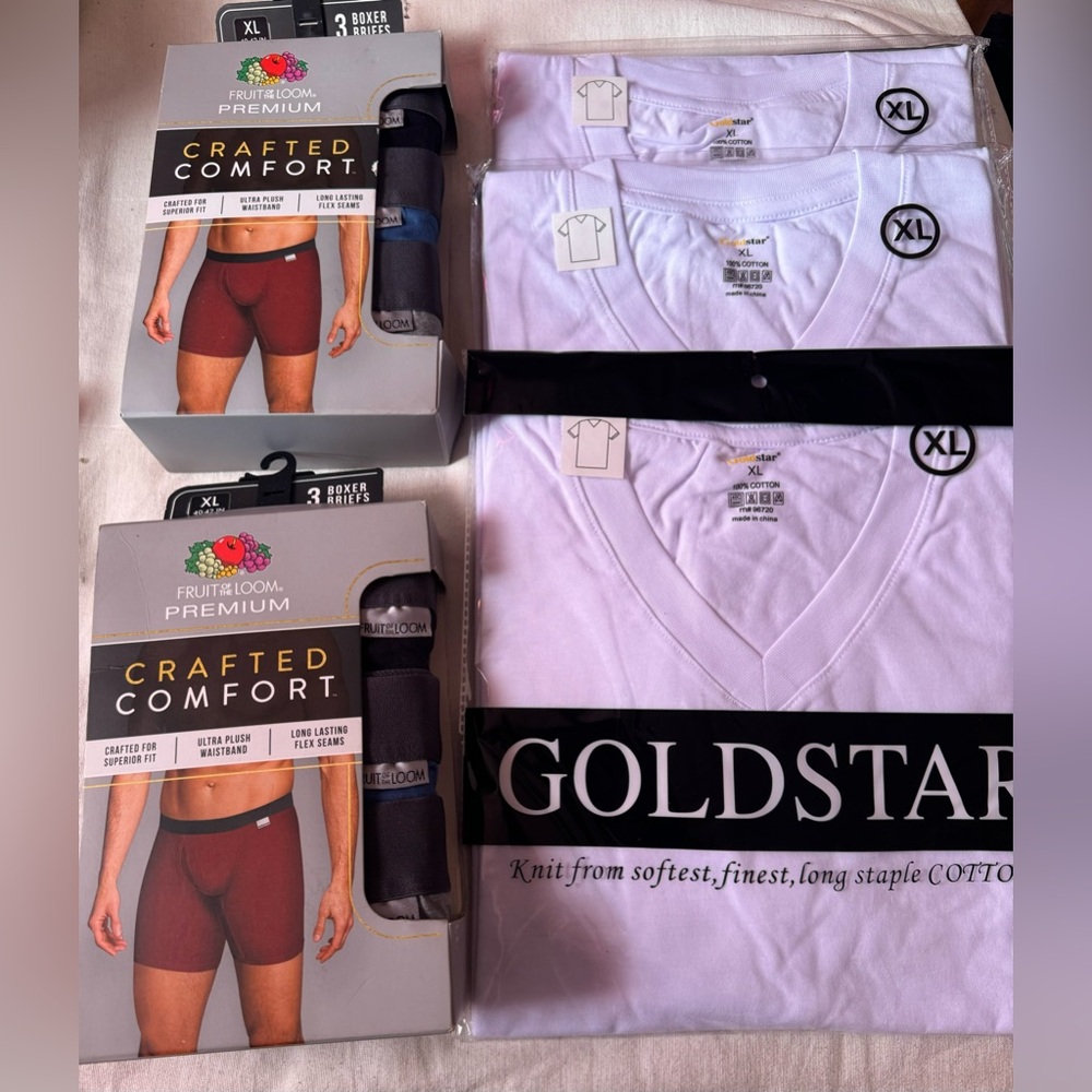 Boxer briefs and 3 V neck t shirts
